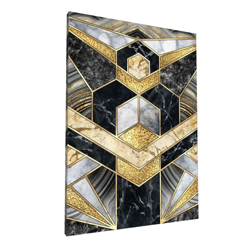 Tablou canvas: Compoziție Geometrică cu Detalii Aurii - Image 1