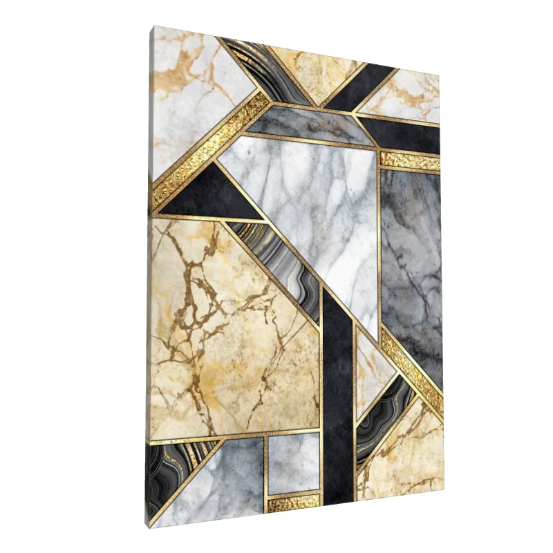 Tablou canvas: Geometrie Marmură cu Accente Aurii - Image 1