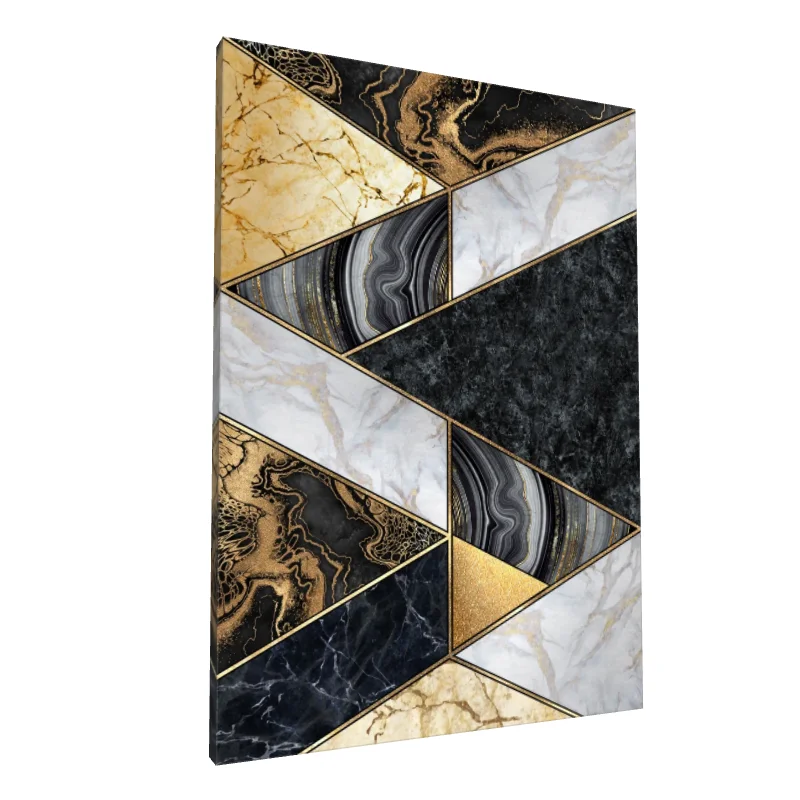 Tablou canvas: Geometrii Aurii și Marmură Contrastantă - Image 1