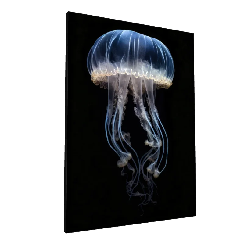 Tablou canvas: Meduză Luminoasă în Apă Neagră