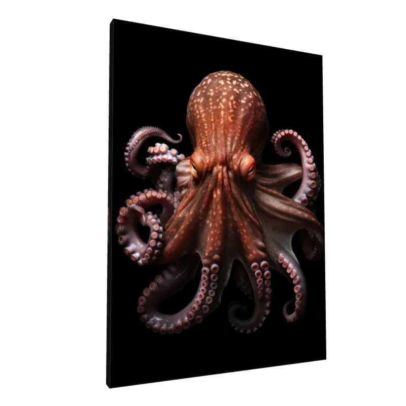 Tablou canvas: Caracatiță Realistă pe Fundal Negru