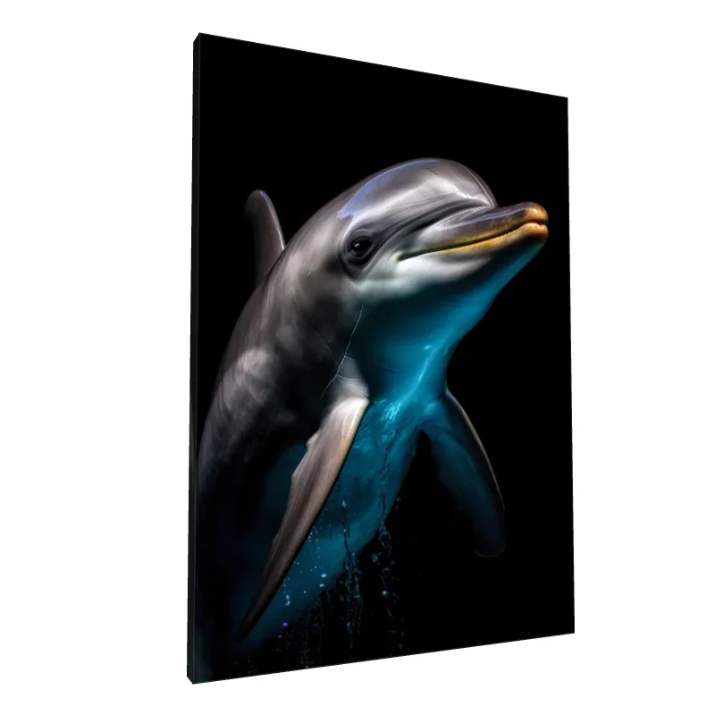 Tablou canvas: Portret Delfin cu Fundal Negru - Image 1