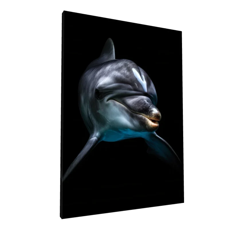 Tablou canvas: Portret Realist Delfin pe Fundal Negru
