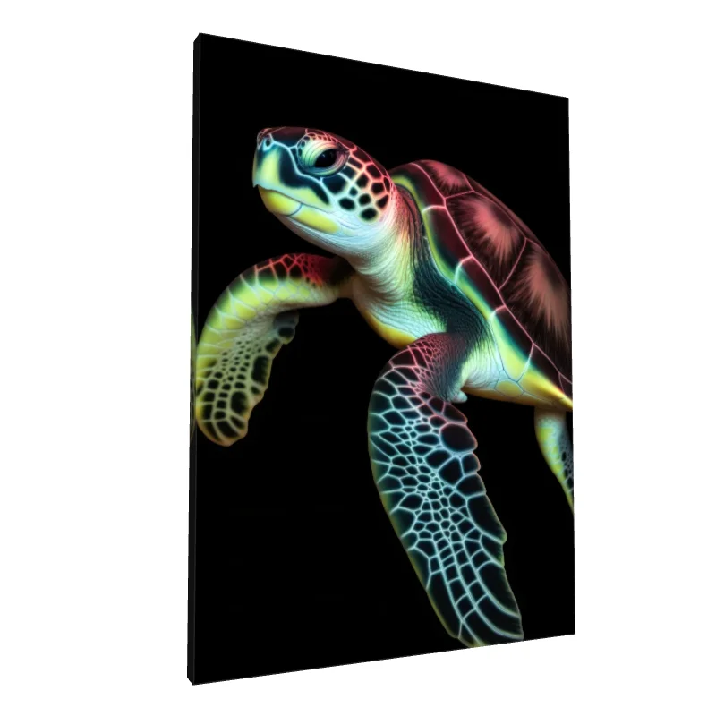 Tablou canvas: Broască Țestoasă în Culori Neon