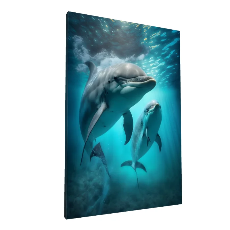 Tablou canvas: Delfini Înotând în Lumina Oceanului