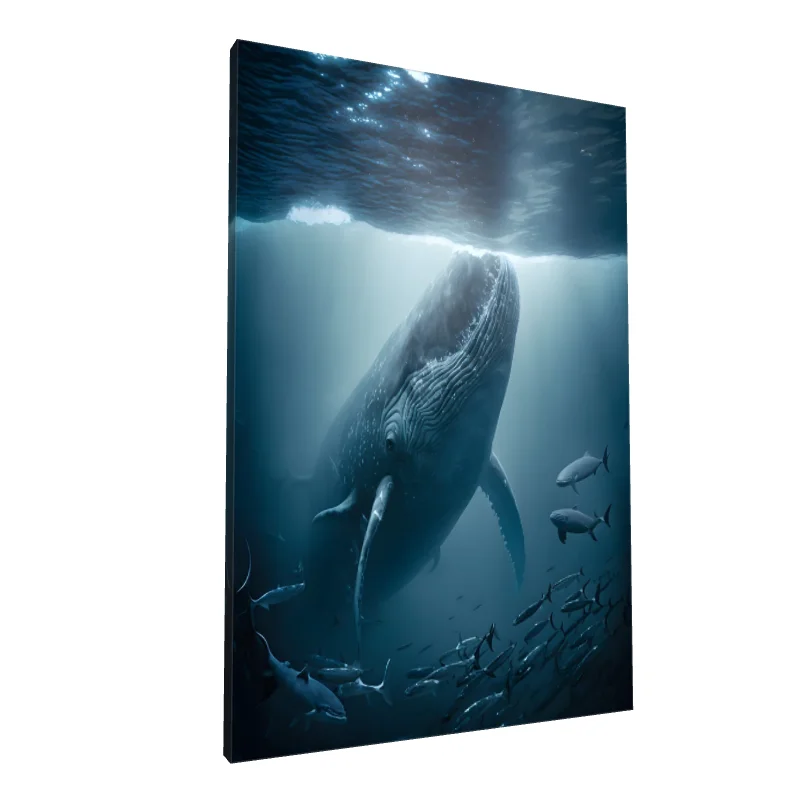Tablou canvas: Balena Albastră Înconjurată de Pești
