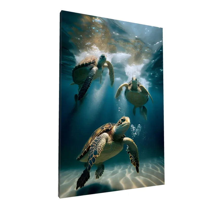 Tablou canvas: Broaște Țestoase Înotând Sub Apă - Image 1