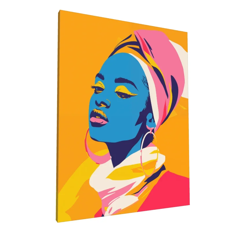 Tablou canvas: Portret Afro-Modern în Culori Vibrante - Image 1