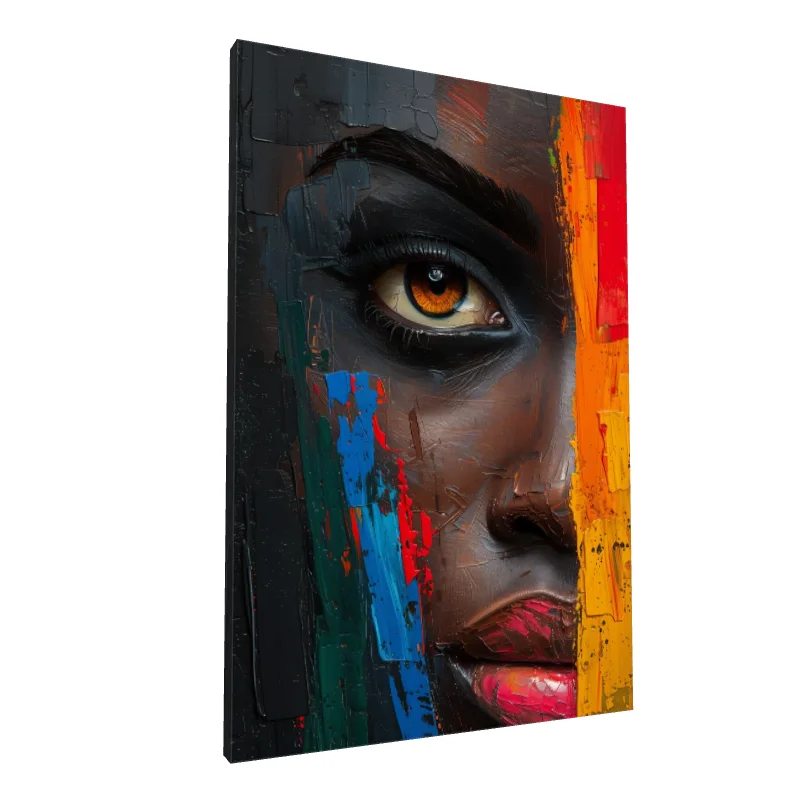 Tablou canvas: Portret African cu Texturi Vibrante - Image 1