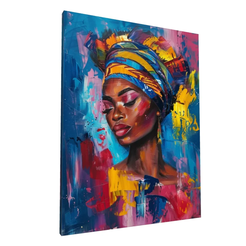 Tablou canvas: Portret Vibrant cu Turban African