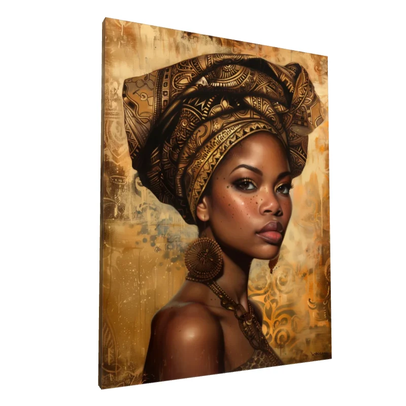 Tablou canvas: Portret Feminin cu Accente Tribale