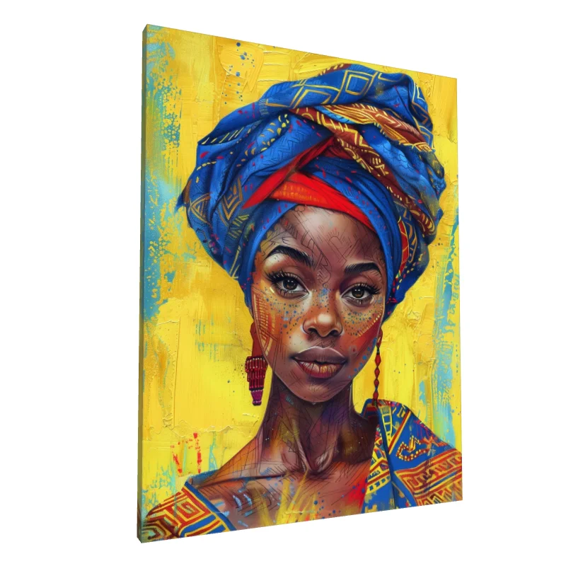 Tablou canvas: Portret Cultural African în Culori Vibrante - Image 1