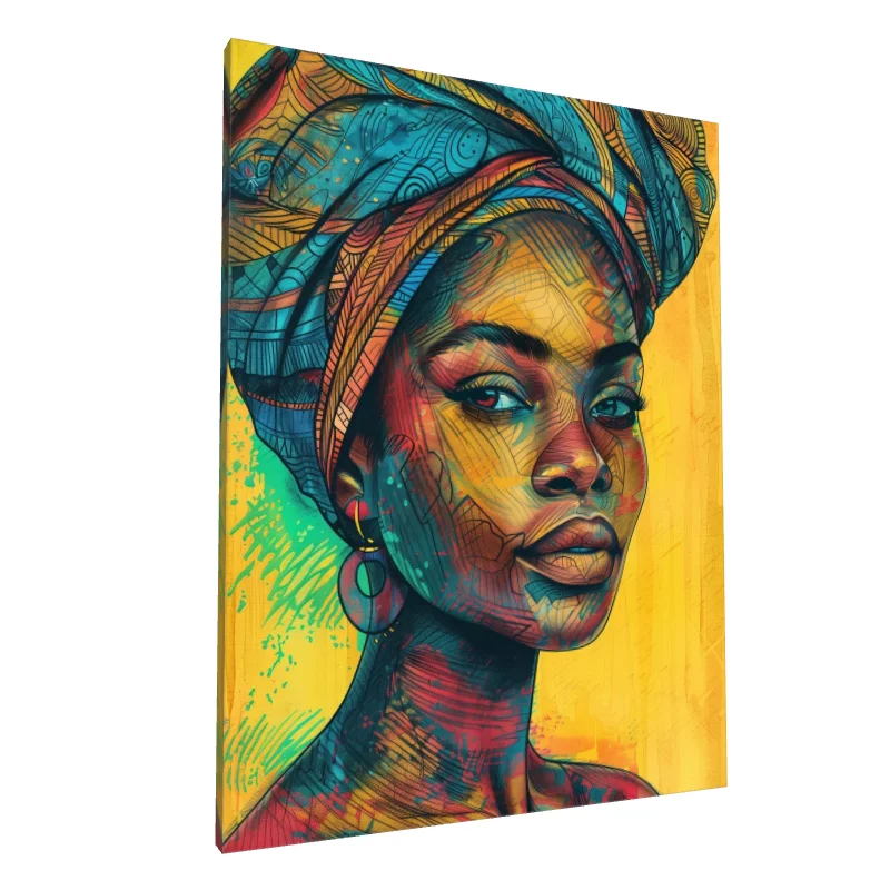 Tablou canvas: Portret Colorat al Culturii Africane - Image 1