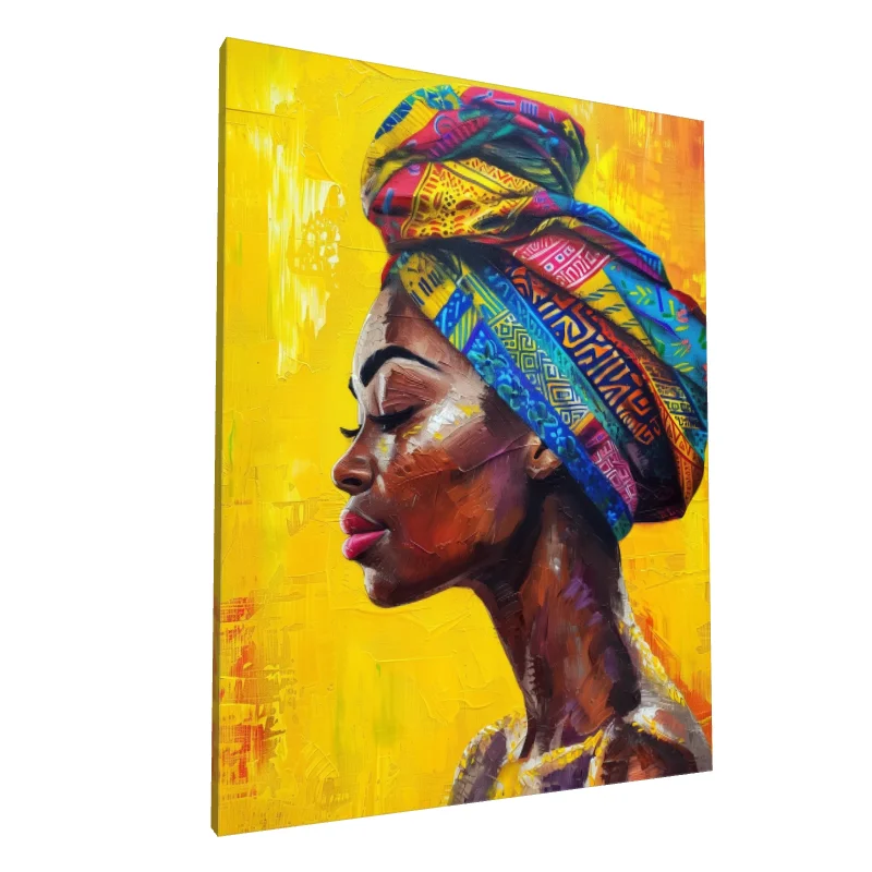 Tablou canvas: Portret Femeie cu Turban Multicolor