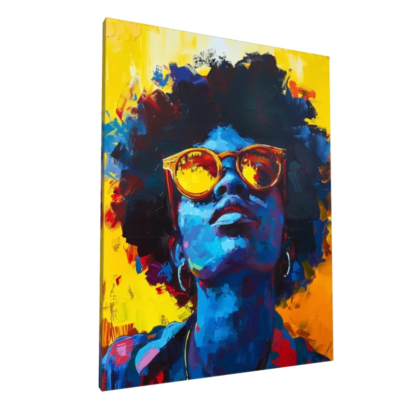 Tablou canvas: Portret în Stil Africani cu Ochelari Galbeni - Image 1