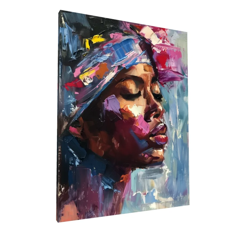 Tablou canvas: Portret Expresiv African în Tuse de Culoare