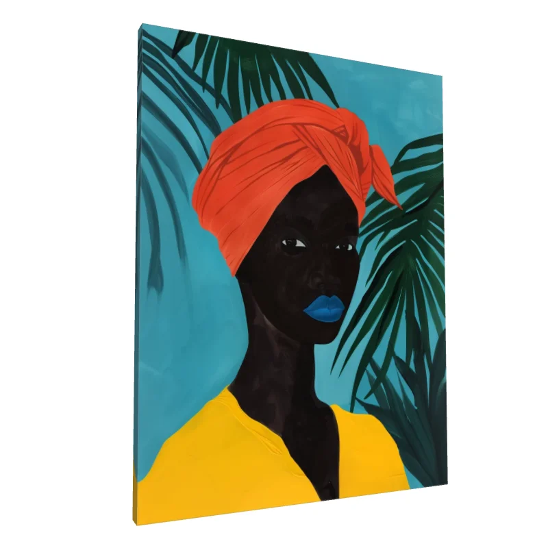 Tablou canvas: Portret African cu Turban Portocaliu