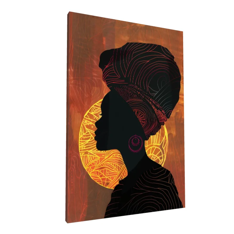 Tablou canvas: Siluetă Africană cu Pălărie Colorată