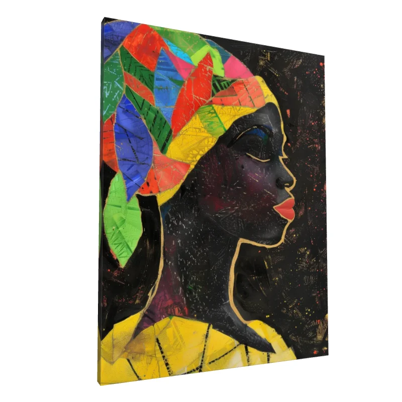 Tablou canvas: Portret Femeie în Turban Multicolor - Image 1