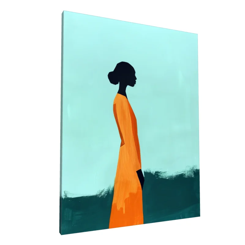 Tablou canvas: Siluetă Eleganta în Portocaliu Vibrant - Image 1