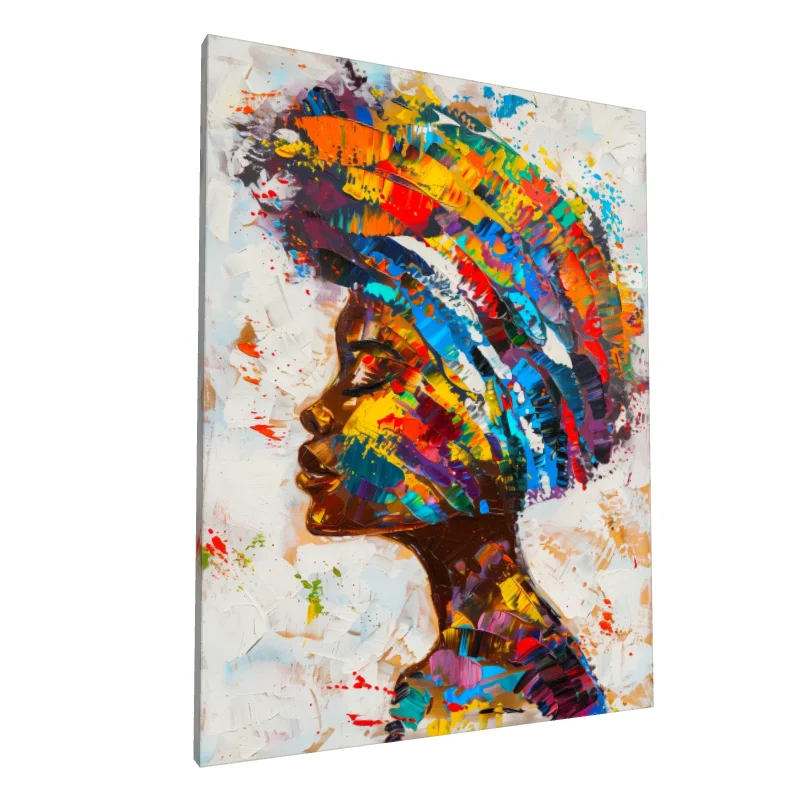 Tablou canvas: Profil Colorat cu Influențe Africane - Image 1