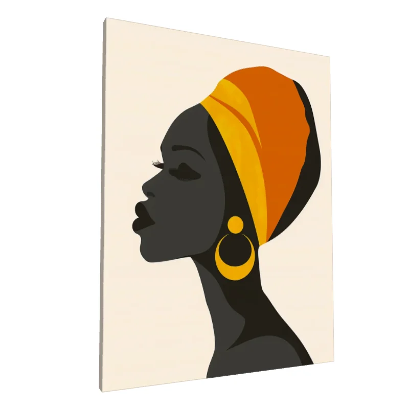 Tablou canvas: Silhouette Africană cu Turban Portocaliu