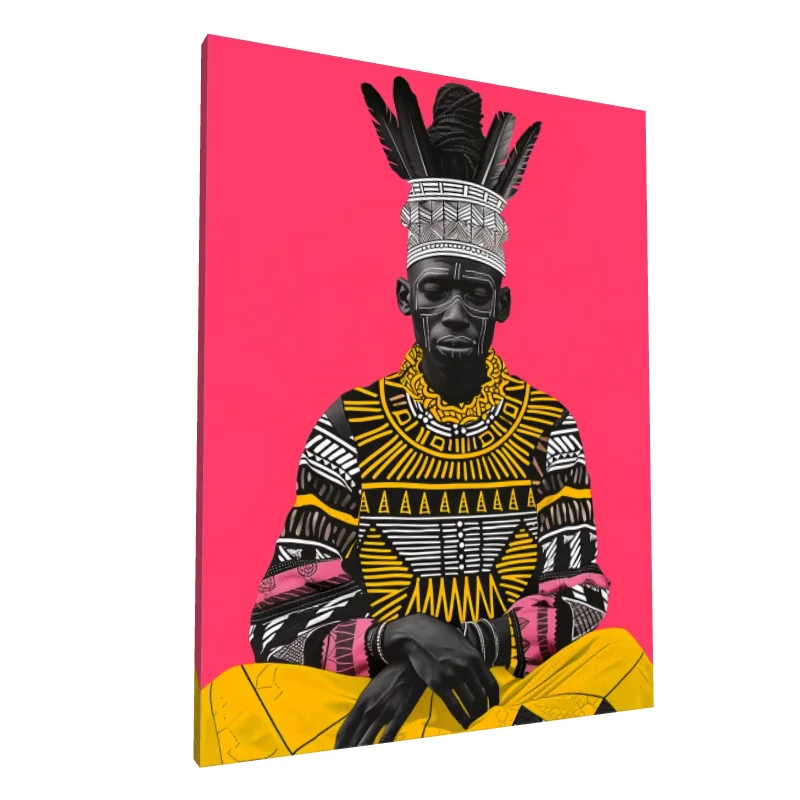Tablou canvas: Portret African cu Motive Geometrice