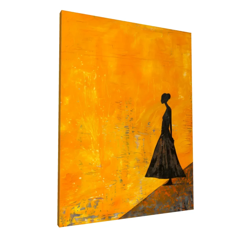 Tablou canvas: Siluetă Elegantă pe Fundal Galben