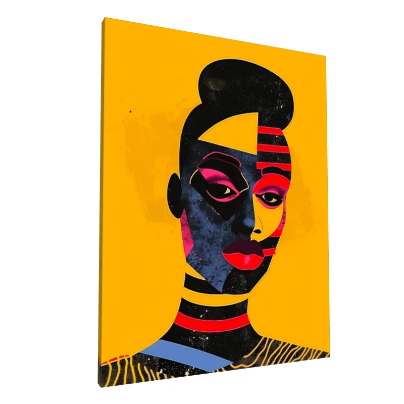 Tablou canvas: Portret Abstract cu Motive Africane (2) - Image 1