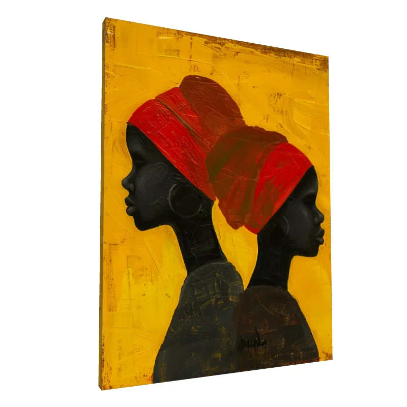 Tablou canvas: Silhouette Africane în Fundal Galben