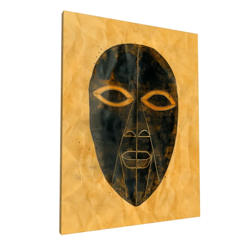 Tablou canvas: Masca Africană în Tenta Neagră și Aurie