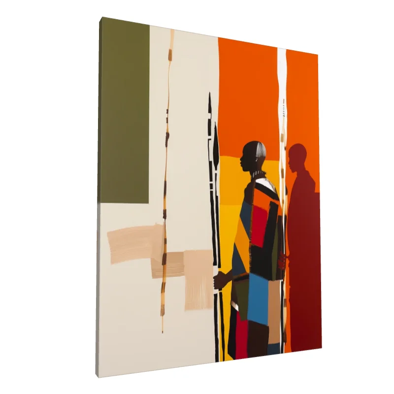 Tablou canvas: Siluețe Africane în Tonuri Vii
