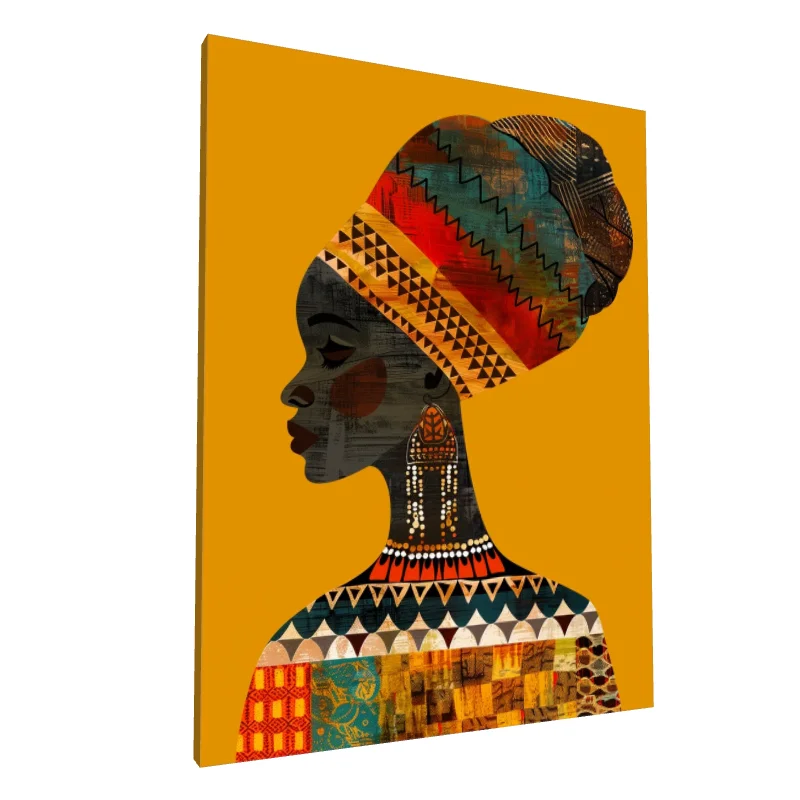 Tablou canvas: Siluetă Africană cu Model Geometric - Image 1
