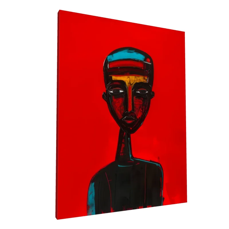 Tablou canvas: Portret African în Roșu Intens - Image 1
