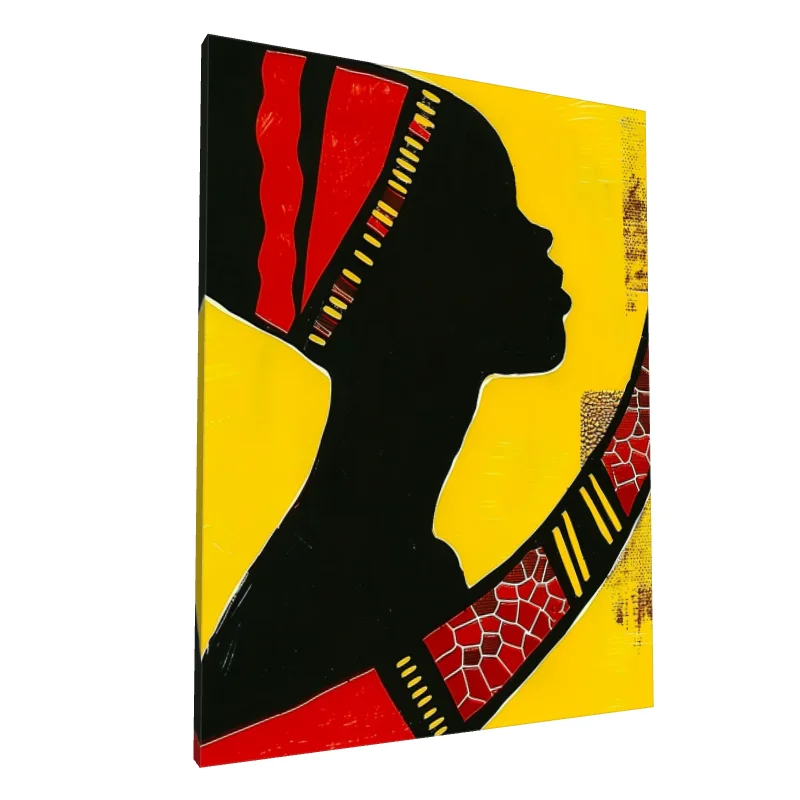 Tablou canvas: Siluetă Africană pe Fundal Galben