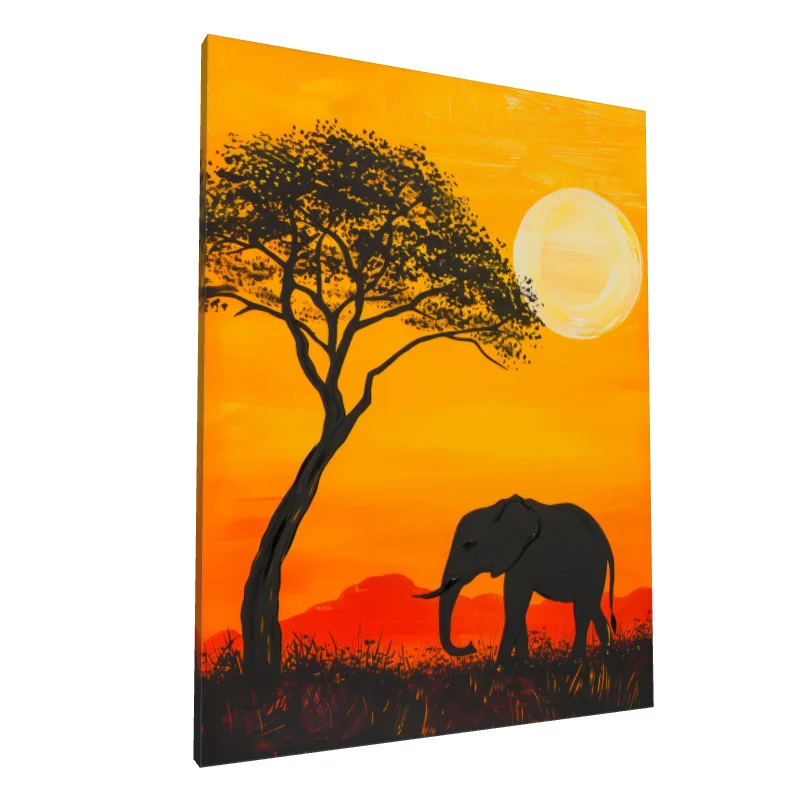 Tablou canvas: Elefant în Peisaj African la Apus - Image 1