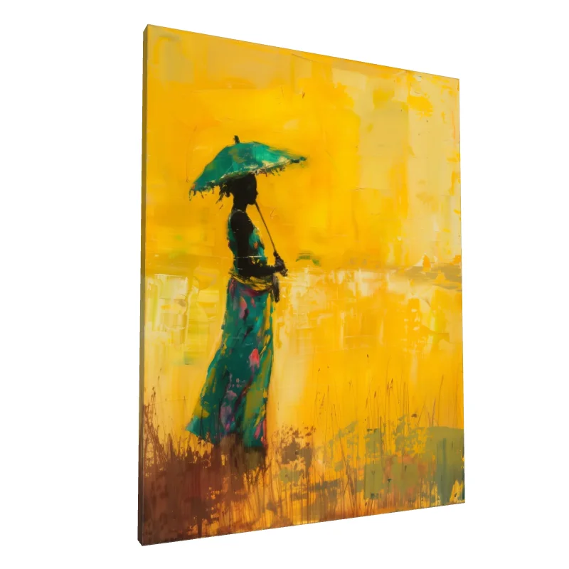 Tablou canvas: Siluetă Africană pe Fundal Galben (2)