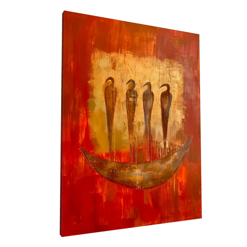 Tablou canvas: Siluete Africane pe Fundal de Apus