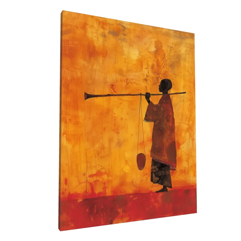 Tablou canvas: Siluetă Africana cu Instrument Muzical