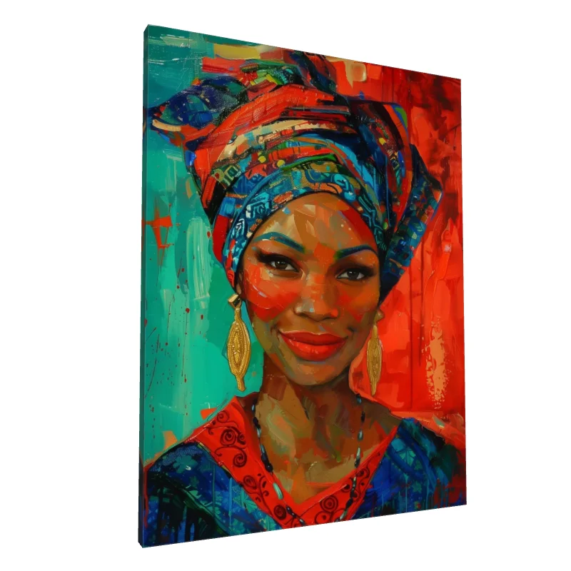 Tablou canvas: Portret de Femeie Africană în Culori Vii