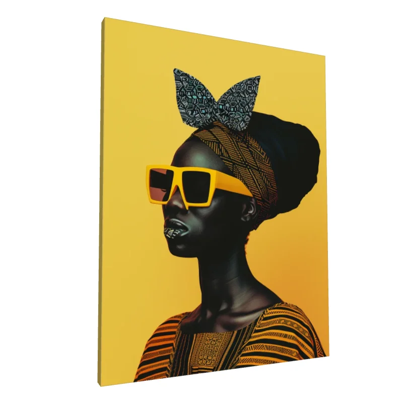Tablou canvas: Portret Afro cu Accente Geometrice