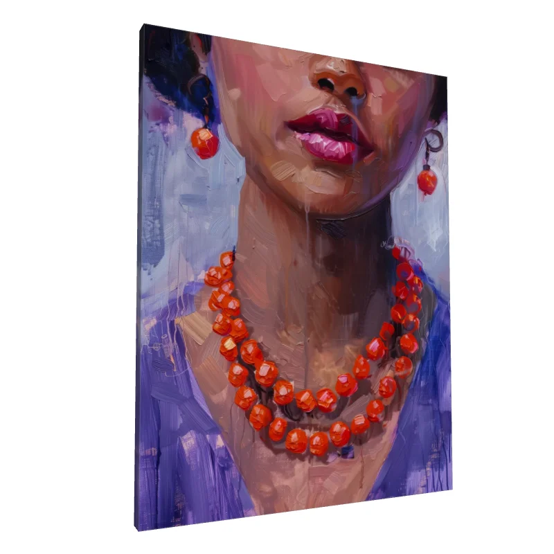 Tablou canvas: Portret Detaliat cu Margele Africane