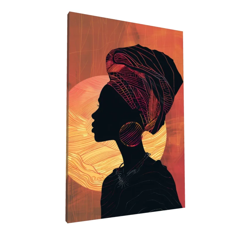 Tablou canvas: Siluetă Africană cu Turban Colorat - Image 1