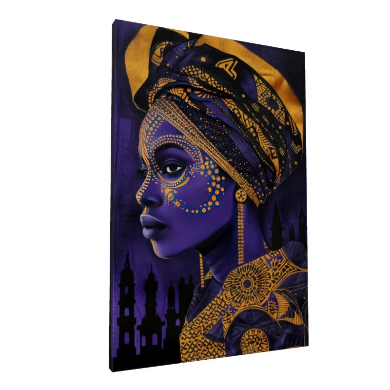 Tablou canvas: Portret Feminin în Culori Africane Vibrante