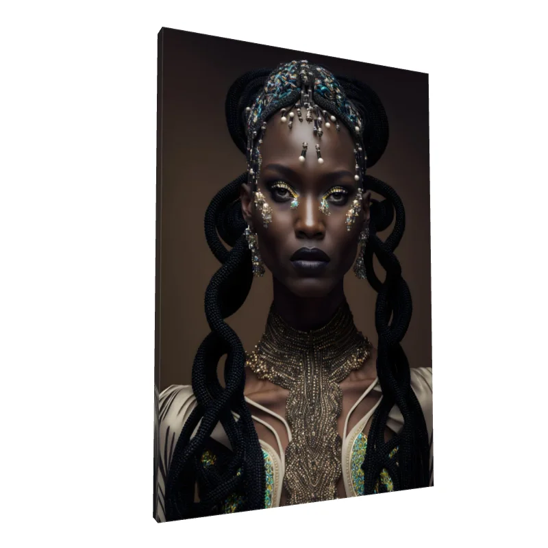 Tablou canvas: Portret Regal cu Elemente Africane