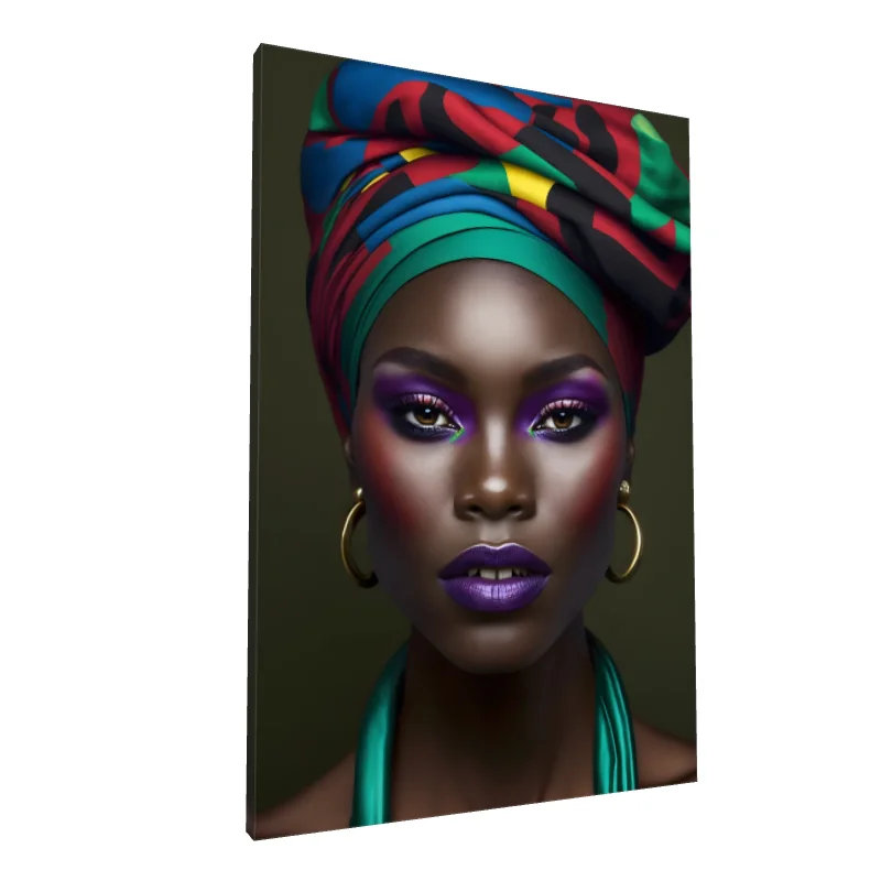 Tablou canvas: Portret Vibrant cu Turban Multicolor (2)