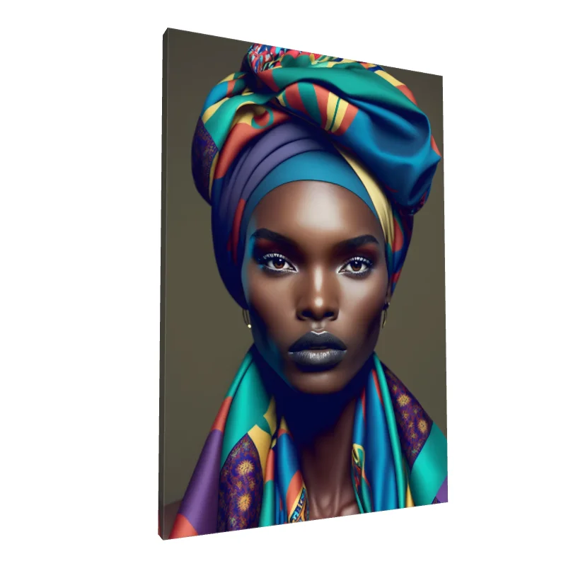 Tablou canvas: Portret cu Turban în Culori Vibrante