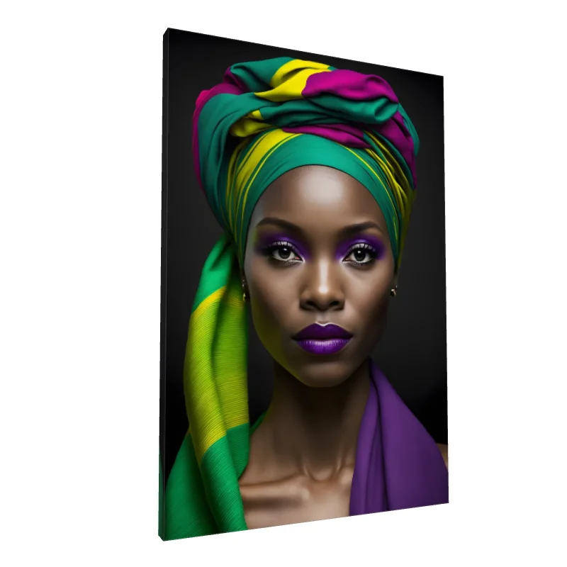 Tablou canvas: Portret Vibrant cu Turban African (2)