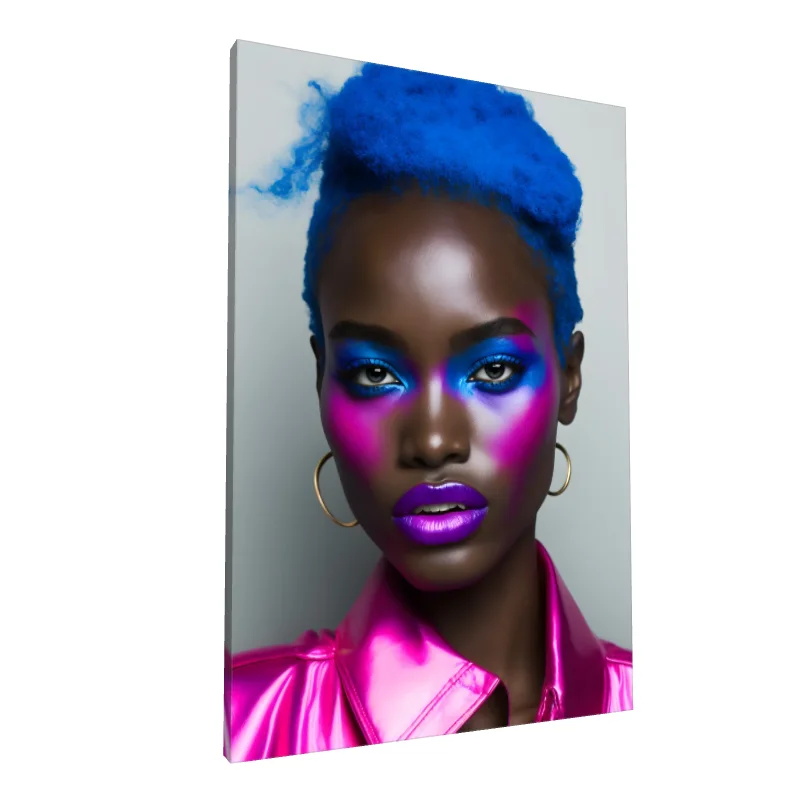 Tablou canvas: Portret Vibrant cu Accente Africane - Image 1