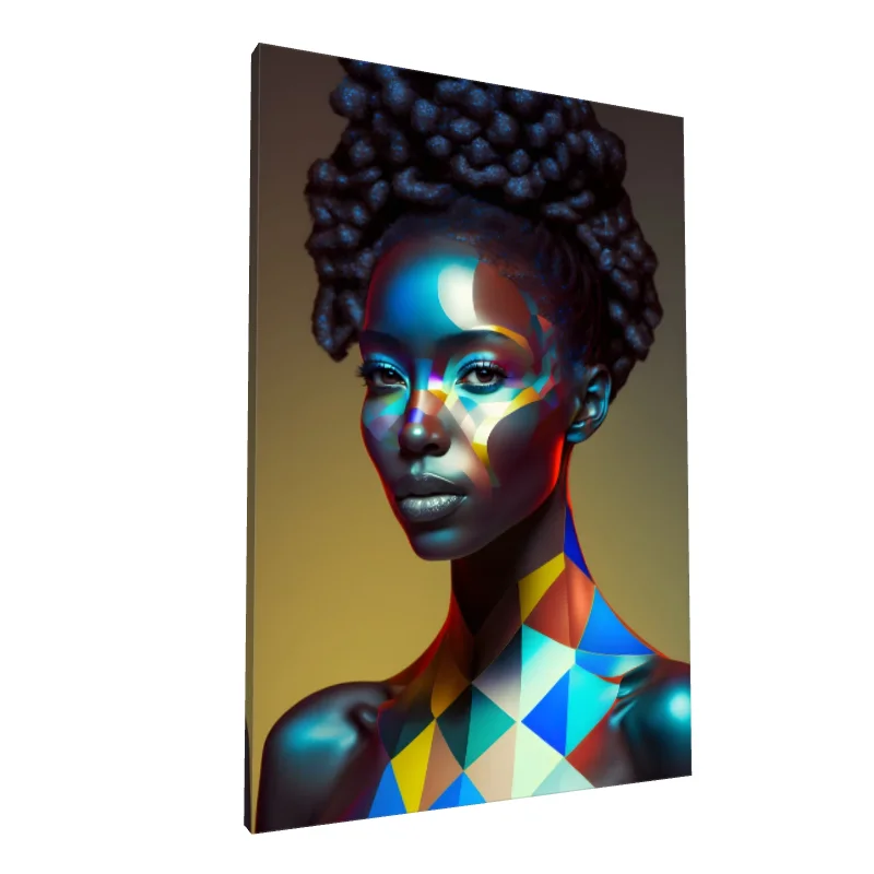 Tablou canvas: Portret Abstract cu Accente Africane - Image 1